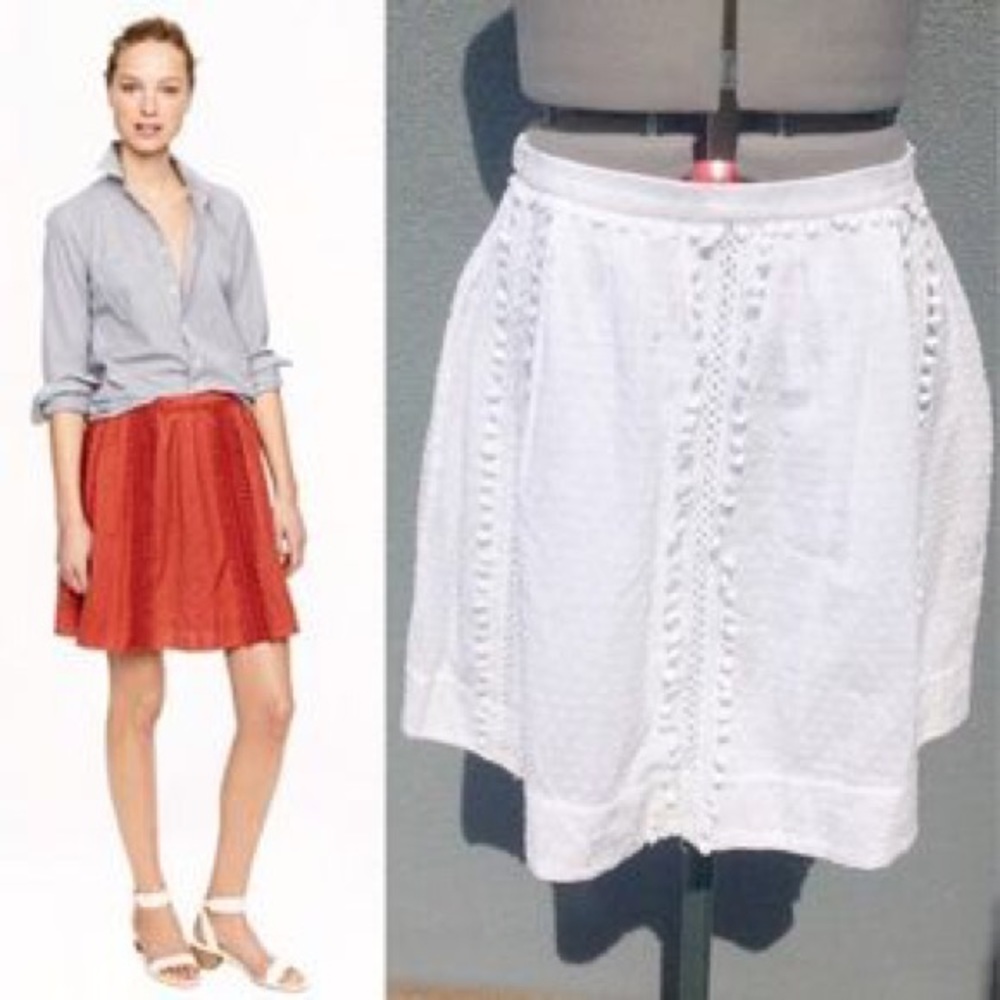 Jcrew white Pom detail skirt